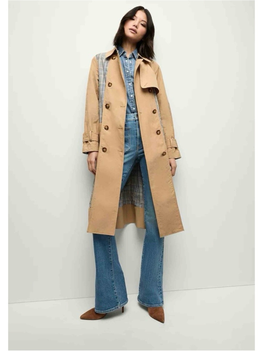 NWT Veronica Beard Liam Patchwork Double Breasted Trench Coat XS